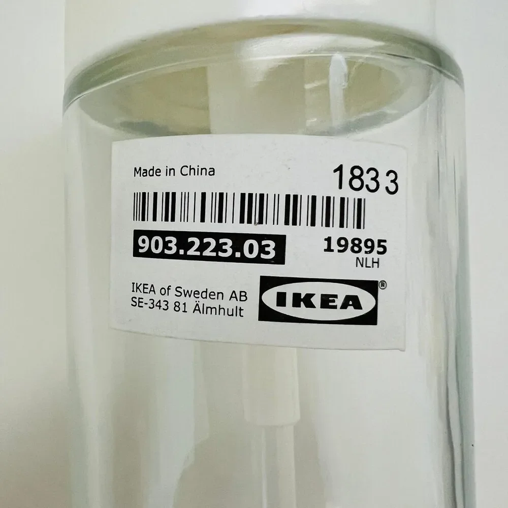 IKEA TACKAN Glass Soap Dispenser White Plastic Pump, Set of 2
